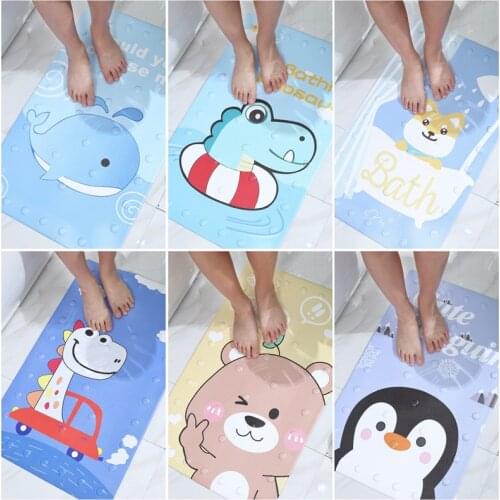 Non-slip Bath Mat With Sucker Bathroom Mat Cute Cartoon Animal Bath Mats Safety Soft Massage Shower Pad Home Bathroom Bathtub