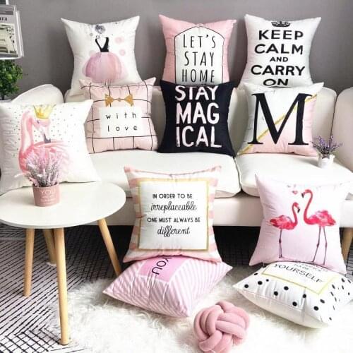 Nordic Style Pink Cushion Cover Decor Ballet Girl Cartoon Pillow Cover Simple Queen Pillow Case for Sofa Super Soft Pillowcase