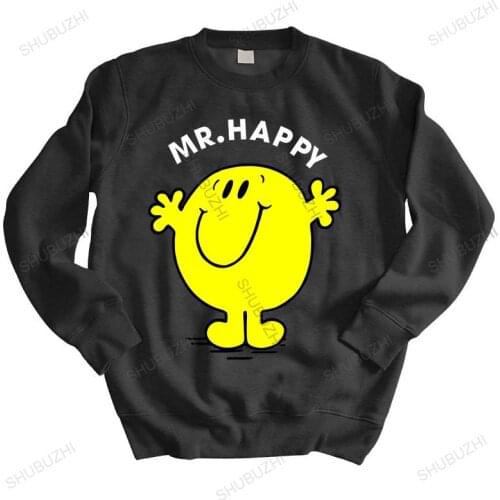 New arrived men hoodie autumn Mr Happy hoodies Cartoon hoody Loose Size top drop shipping men autumn casual cool sweatshirt
