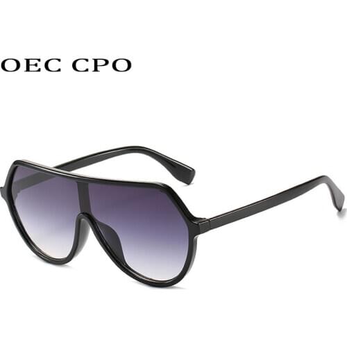 OEC CPO Women Flat Top Square Sunglasses Women Brand Fashion One Piece Gradient Sun Glasses Female Big Frame Men Eyewear UV400