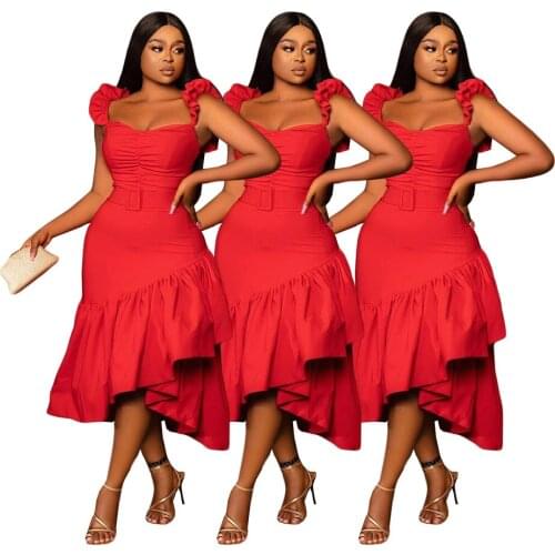 Wholesale Items Fashion Dress Red Super Elastic Sling Halter Split Tail Elegant Wedding Evening Dresses for Womens Outfits