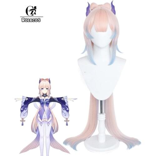 ROLECOS Kokomi Cosplay Wig Game Genshin Impact Sangonomiya Kokomi Cosplay Wig 120cm Women Headwear Heat Resistant Synthetic Hair