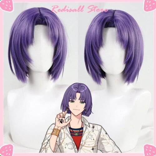 Promise of Wizard Murr Wig Cosplay Purple Short Hair Heat Resistant Synthetic Halloween Free Wig Cap for Adult Unisex