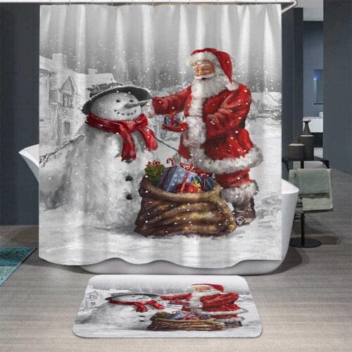 Santa Claus Snowman Printed 3D Shower Curtains Christmas Home Decoration Bathroom Decrative Curtains