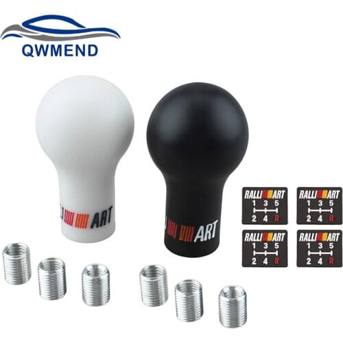 BHKEY RALLIART Universal 5/6 Speed Auto Gear Shift Knob Black/White Car Manual Transmission (MT) for Mitsubishi