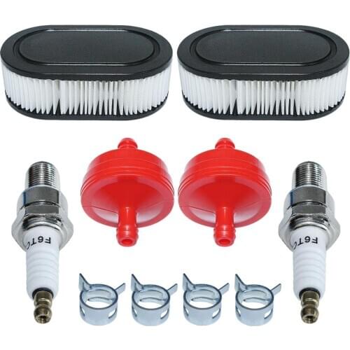 Air Filter Fuel Filter Spark Plug Clamp Kit for Troy-Bilt TB370 TB330 TB230 Lawn Mower Briggs& Stratton 550E 550EX 500EX Engine