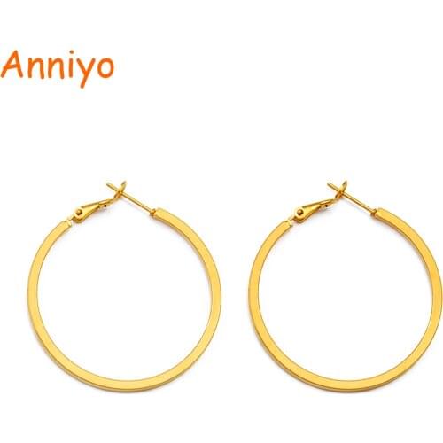 Anniyo African Hoop Earrings for Women Girls Gold Color Circle Round Earring Stud Jewelry,Nigeria,Ghana,Jamaica,Congo #128916