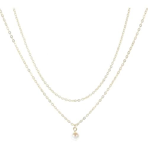 Vip-Sweet Simple Double Layer Pearl Collarbone Necklace Charming Womens Choker Chain Pendant Female Fashion Jewelry Gifts