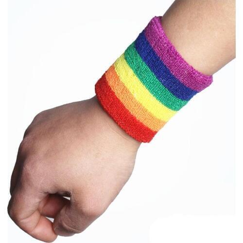 1 Pair Wristbands Colorful Sweat-Absorbent Sports Towel Elastic Wristband Wraps Basketball Badminton Wrist Guard Support Protect