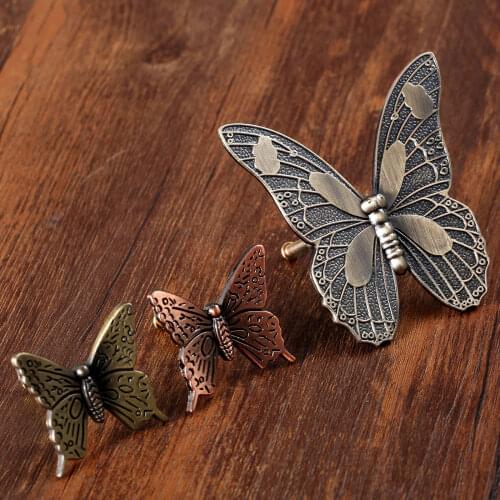 1pc Vintage Butterfly Kitchen Handle Antique Bronze Furniture Dresser Pull Drawer Cabinet Knob And Handle Furniture Hardware