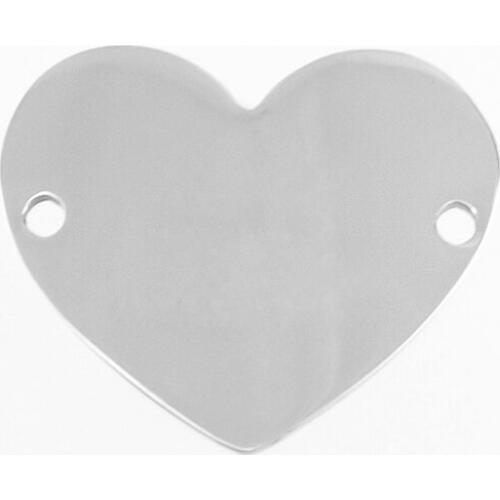 100% Stainless Steel Mini Heart Charm Pendant 2 Hole Heart Connector For Jewelry Making Mirror Polished Wholesale 10pcs