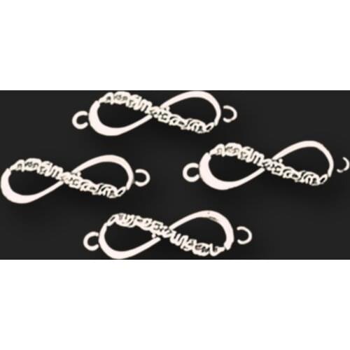 WKOUD 10pcs Silver Color Infinity symbol Islamic Charm Bracelet Necklace DIY Fashion Alloy Connector A828