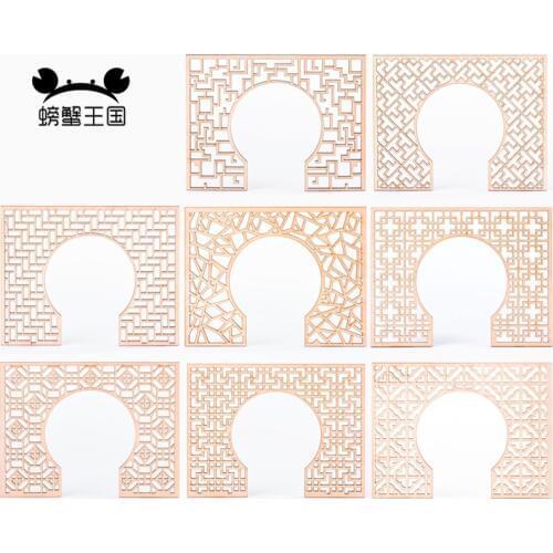 2pcs Dollhouse mini Furniture Miniature Doll accessories Chinese Style Ancient Wooden Arch Door Model