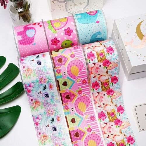 DIY Cartoon Animal Printed Grosgrain Ribbon For Craft Supplies Sewing Accessories 5 Yards. 23562
