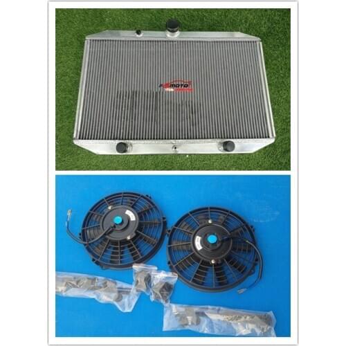 62mm All Aluminum Radiator + FAN For Jaguar XKE 5.3L E-TYPE Series 3 V12 1971-1974 72 73 74