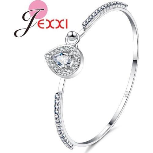 Free Shipping Big Circle Rhinestone Bangle Fashion Silver Bracelet Rain Drop Shape Crystal Charm Decoration Jewelry