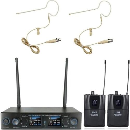 Bolymic Dual Headworn/Headset Microphone Wireless System Set Pro School Stage Performance Party Speech Microphones