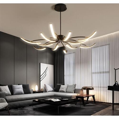 Black chandelier Iron Dimmable lustre design For Bedroom Living Dinning Room Kitchen Adjustable hanging lamps ceiling
