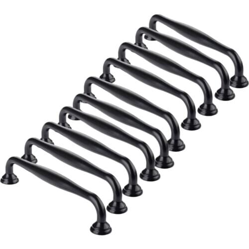 10Pcs Black Kitchen Cabinet Door Handles Drawer Bedroom Pull Center Distance128mm