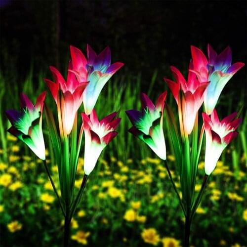 Solar Flower Light DIY Artificial Flower Lamp LED Solar Light Outdoor Waterproof Landscape Lawn Lamp For Garden Patio Yard Path