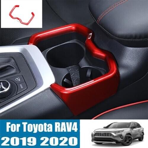 DNHFC Interior Front Water Cup Holder Frame Strip Cover Trim Fit for Toyota RAV4 2019 2020 XA50 LHD