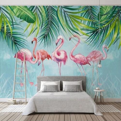 Photo Wallpaper Nordic Style Tropical Plants 3D Green Leaf Birds Wall Painting Living Room Bedroom Home Decor Papel De Parede 3D