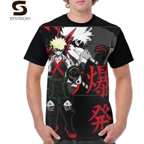 Bakugou T Shirt Kacchan T-Shirt Cute Big Tee Shirt Men Streetwear Short-Sleeve Print Polyester Graphic Tshirt