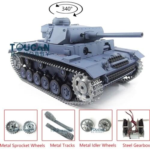 Heng Long 1/16 TK7.0 Upgraded German Panzer III L RTR RC Tank 3848 Metal Tracks TH17342