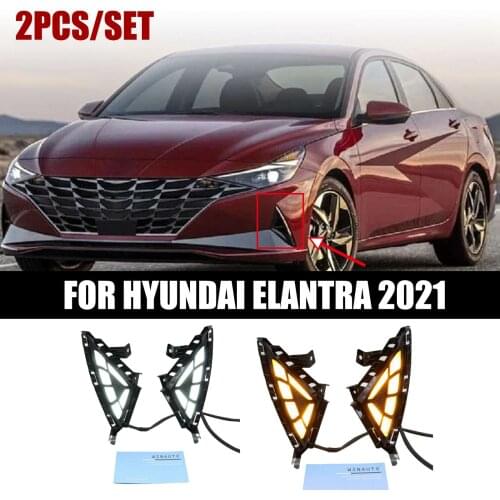 IP65 Waterproof LED Daytime Running Light DRL Bumper Fog Lamp 2PCS for Hyundai Elantra 2021 High Brightness LED Beads Car Light