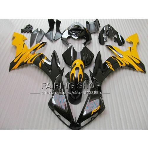 Custom Injection mold road/race fairings kit for YAMAHA 04 05 06 YZFR1 YZF1000 YZF R1 2004 2005 2006 black yellow fairing set