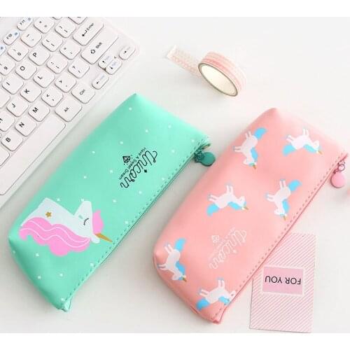 Kawaii Unicorn Pencil Bags Pencil Box Cute PU Leather Pencil Cases Pen Case For Kids Korean Stationery Office School Supplies