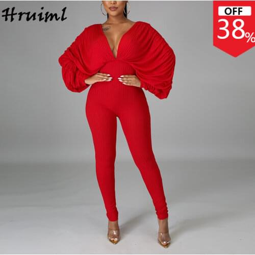 Jump Suits for Women Long Sleeve Evening Fashion New Arrival Loungewear Women Elegant Deep V Neck Backless Abbigliamento Donna