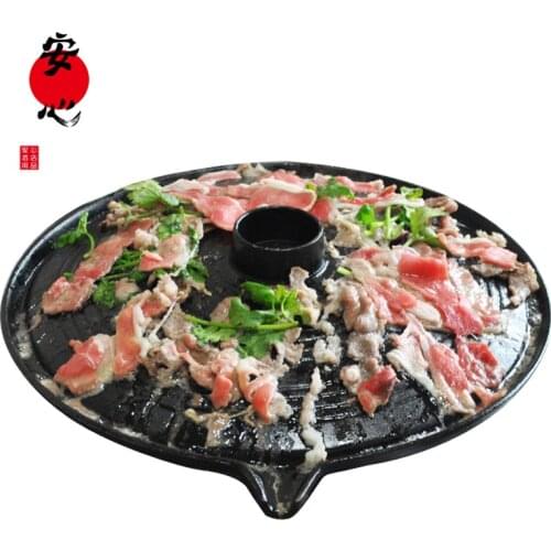 Korean Style Cast Iron Oil Spill Barbecue Plate Arched Bbq Tray Burning Commercial Pot Cover Household Frying Grill Pan