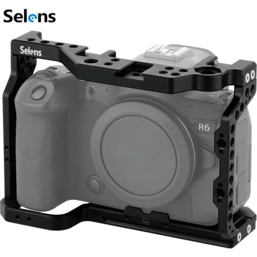 Selens DSLR R5 R6 Camera Cage For Canon EOS R5 R6 With Cold Shoe & 3/8" 1/4" Threaded Holes Camera Rig Video Rig