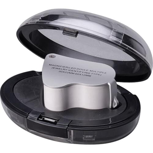 60X 30X Glass Magnifying Magnifier Loop Jewelry Loupe with LED Light Hot