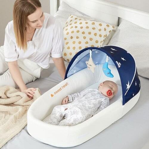 Multifunctional Baby Cribs Portable Baby Bed with Mosquito Net Cradle for Newborn Outdoor Travel Removable Mini Crib for Baby