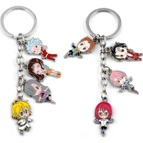 Trendy Anime The Seven Deadly Sins Meliodas Gowther Cosplay Enamel Pendant Keychains Keyrings For Women Men Fans Jewelry Gift