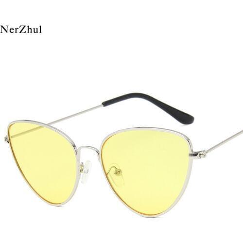 NerZhul Fashion Yellow Cat Eye Sunglasses Women trending products 2018 Shades Glasses Retro Ladies Mirror Sun Glasses Female