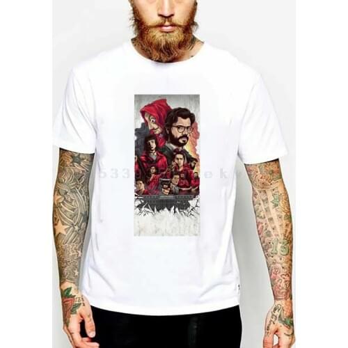 Money Heist Men Short Sleeve House of Paper T-Shirt Man Funny Design La Casa De Papel TV Series T-shirts Top Tee