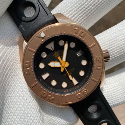 SD1971S Mens Steeldive Dive Watch Waterproof Sapphire Automatic Japan NH35A Mechanical Movement Bronze Watch For Men