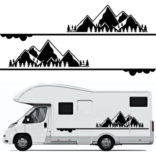 Car Stickers Vinyl Tree Mountain Graphics Decor PET Sticker Auto Decal For SUV RV Camper Offroad Auto Fashion Decal Wholesale