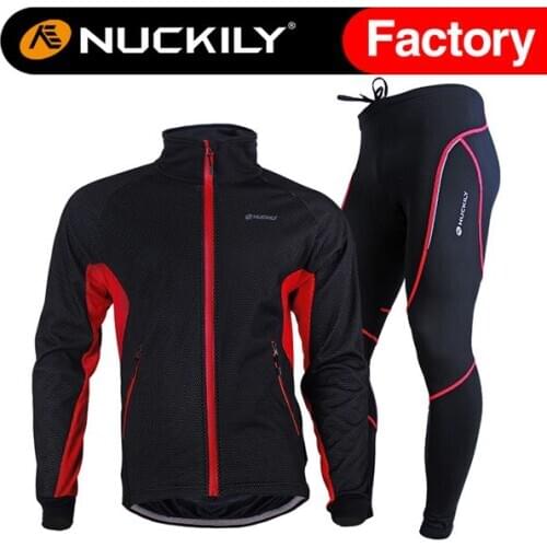 NUCKILY Cycling Clothing Man Set Winter Thermal Fleece Windproof Warm Cycling Clothes Suit Bike Motocross Sportswear Jacket Pant
