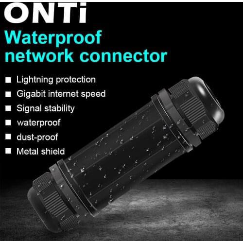 ONTi RJ45 waterproof Connector IP67 Ethernet Network Cable Connector Double Head Adapter Coupler Extension for Cat5 6 7 8P8C