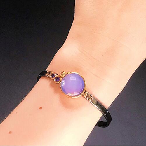 Open size Bracelet Round Purple stone Jewelry Jewellery Crystal Vintage Thinner band bangles for women