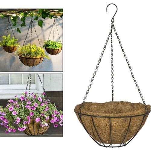 Hanging Planter with Coconut Lining Metal Basket Home Decoration Garden