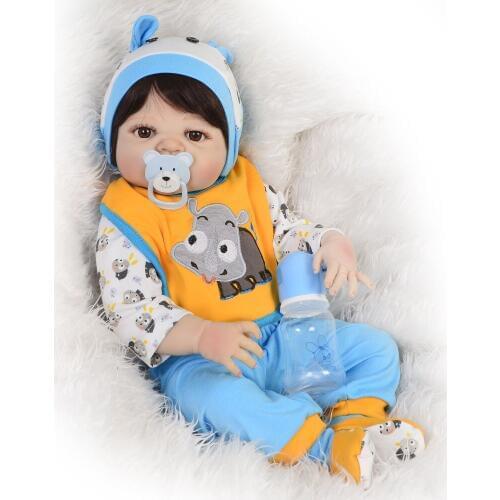 Newborn Doll 23'' Lifelike Reborn Silicone Doll 57CM Full Vinyl Realistic Bebe boneca Reborn MeninoKid Play Toy dolls Gifts