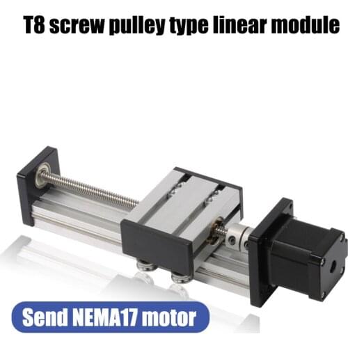 SG Bearing 4 Wheels T8 Spiral Pulley Linear Module Effective Stroke 50-800mm High Precision Send NEMA17 Stepper Motor