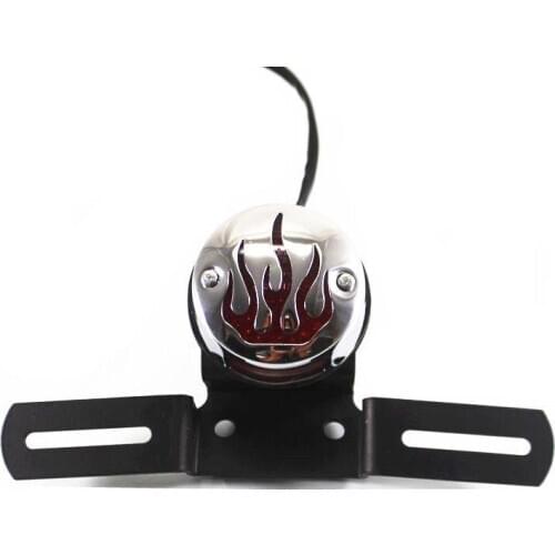 Motorcycle LED Flame Brake Stop Rear Tail Light Plate Mount Black Bracket Lamp For Honda Yamaha Suzuki Kawasaki ATV