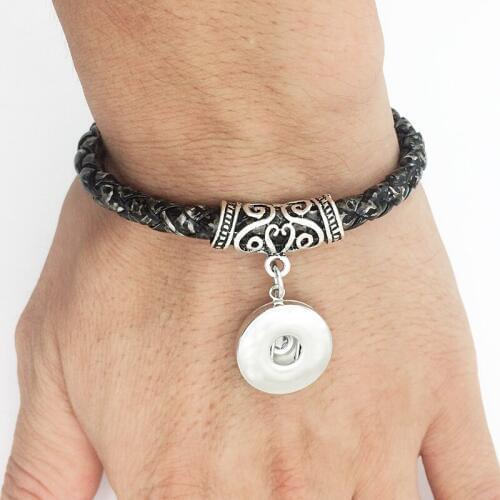 Weaving high quality PU leather snap button bracelet TY165 (fit 18mm 20mm snaps) Women Vintage