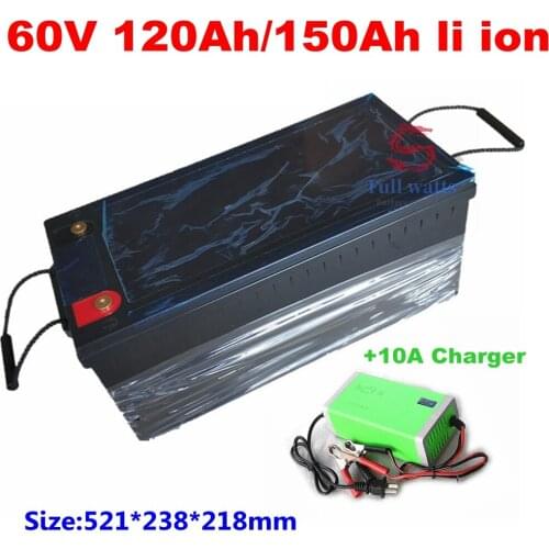 Waterproof 60V 150Ah lithium battery 60V 150AH li ion battery With BMS for 6000W scooter AGV demo Go Cart bike +10A charger